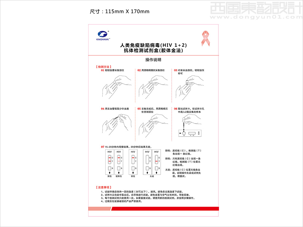 金豪制藥人類免疫缺陷病毒（HIV 1+2）抗體檢測(cè)試劑說(shuō)明書(shū)設(shè)計(jì)展開(kāi)圖（膠體金法）