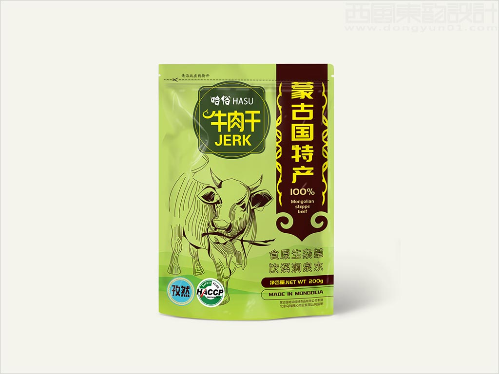 北京烏珠穆沁肉業(yè)有限公司蒙古國哈俗孜然牛肉干肉食品包裝袋設(shè)計(jì)
