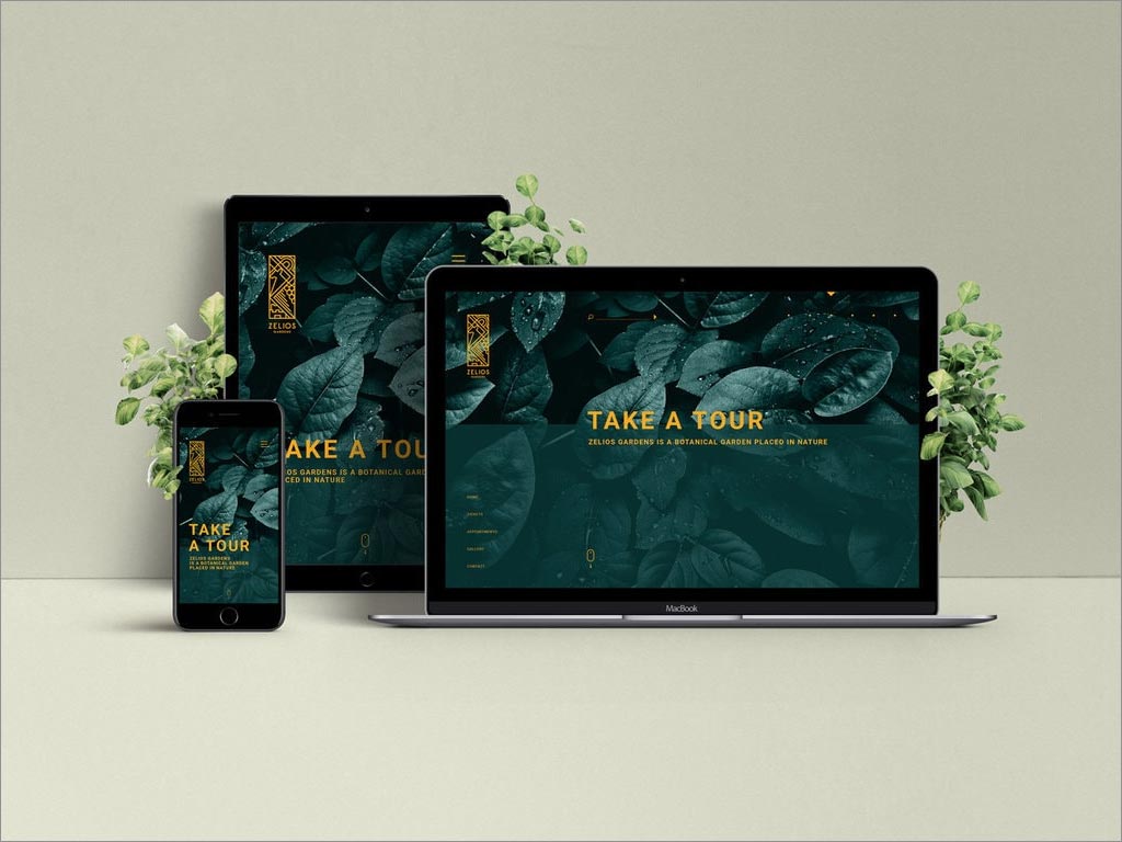 希臘Zelios Gardens花園品牌logo設(shè)計(jì)之移動端應(yīng)用效果