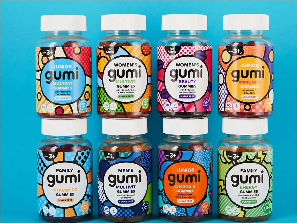 流行藝術(shù)風格的英國Gumi維生素糖果包裝設(shè)計