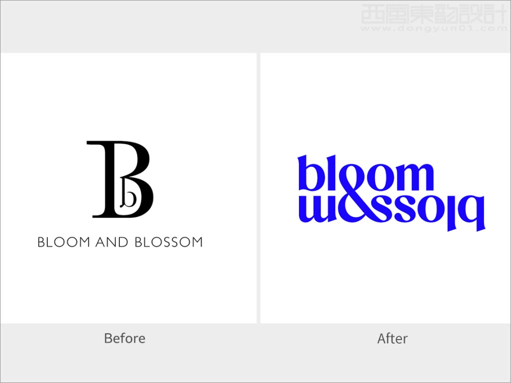 英國Bloom and Blossom護(hù)膚品新舊logo設(shè)計(jì)對(duì)比