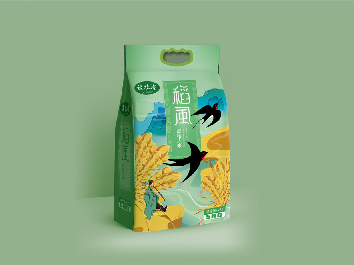 綠牧嶺大米農產品包裝設計之稻風